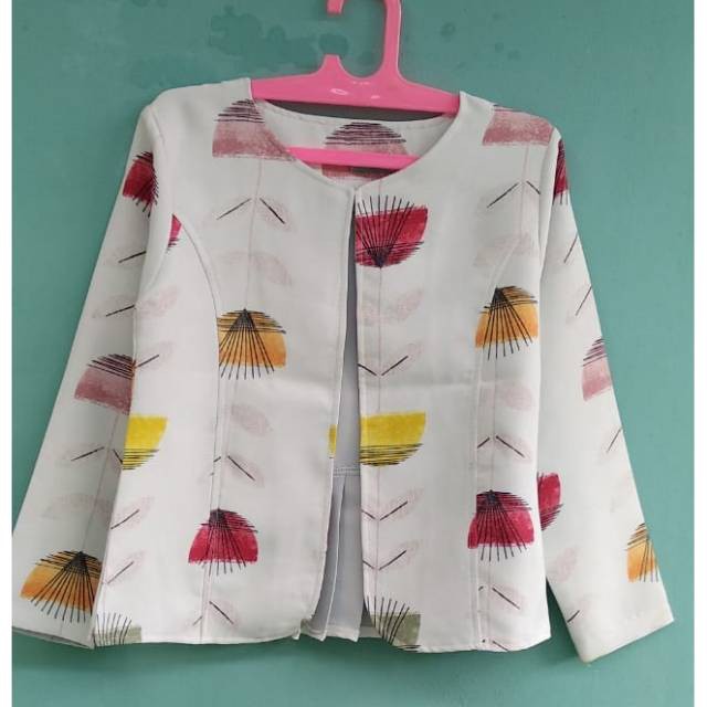 BLAZER WANITA Panjang Hitam Korea Style Kekinian/ Blazer/ outer motif orange