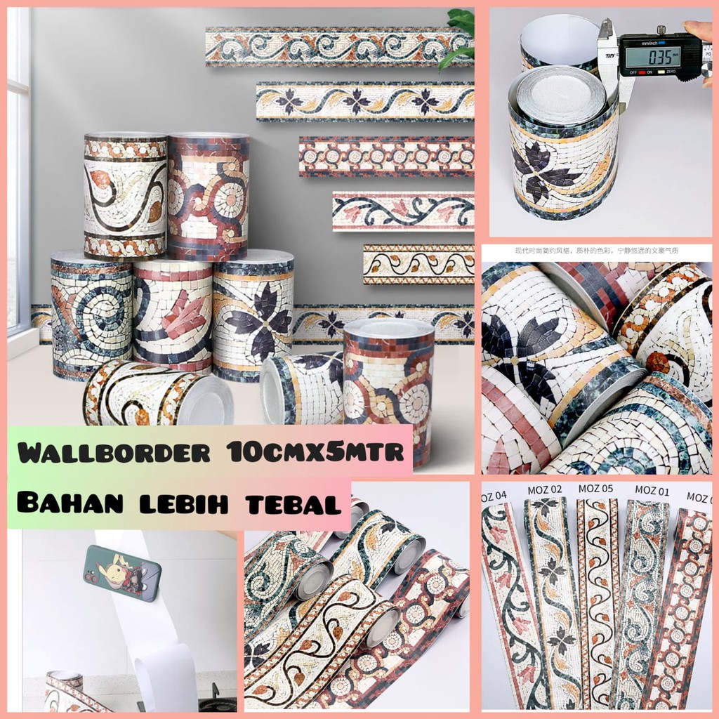 SKM WALLPAPER BORDER LIS LIST DINDING WALL PAPER STIKER STICKER DINDING TEMBOK MOTIF MOZAIK SETIKER 