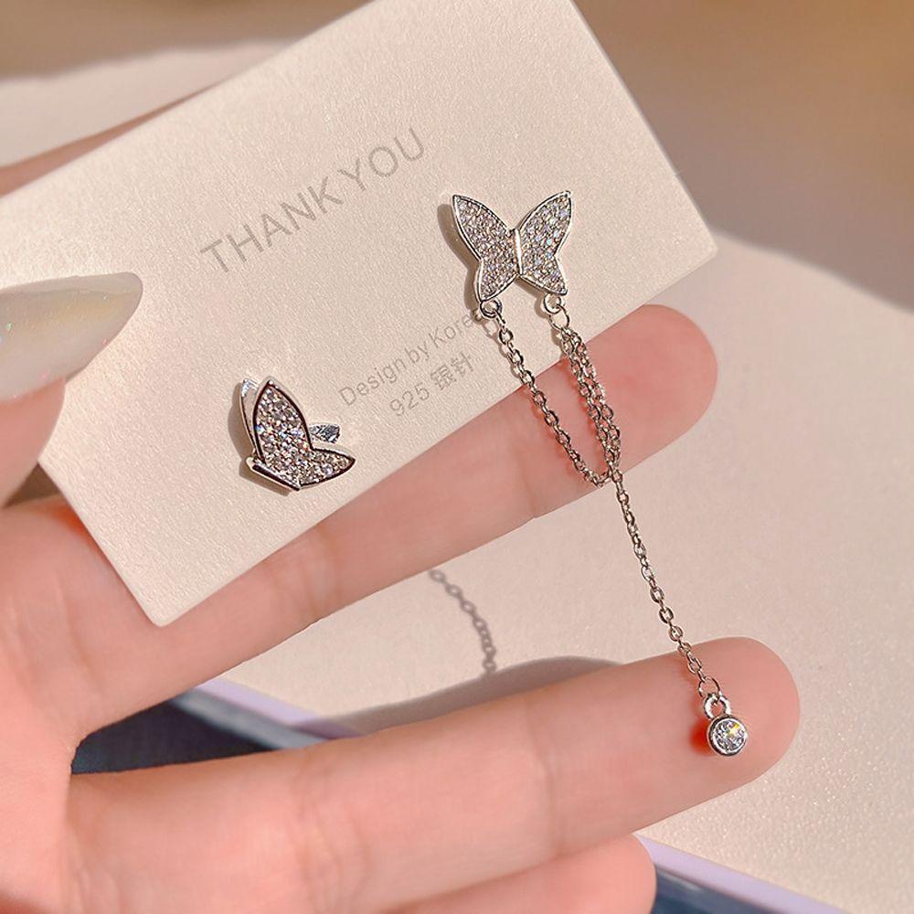 NEEDWAY Wanita Anting Elegan Vintage Kupu-Kupu Temperamen Keren Kristal Perhiasan Fashion