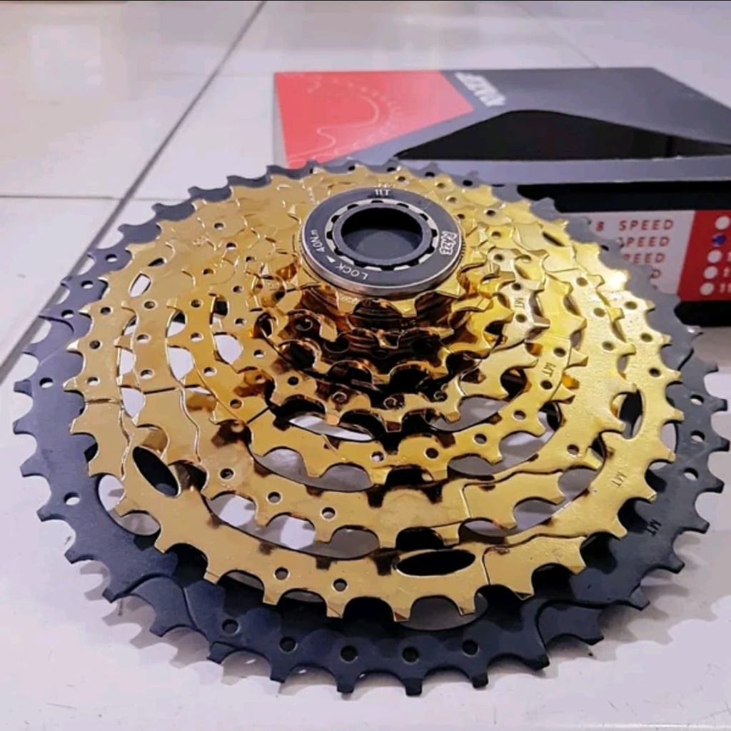 TERMURAH!!! Sprocket Sepeda 8 Speed 11-42 T / RAZE Warna Gold / Realpict