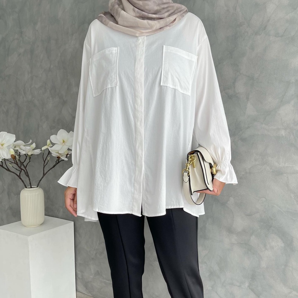 Avo Blouse LD 120 Shirt Katun Cringkle Basic Oversized Shirt Atasan Muslim Fashion Wanita Termurah &amp; Terlaris