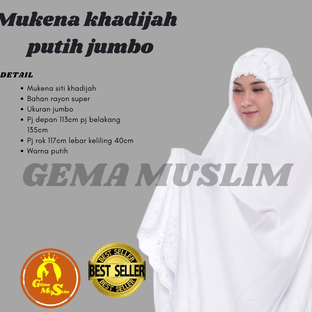 mukena khadijah putih jumbo