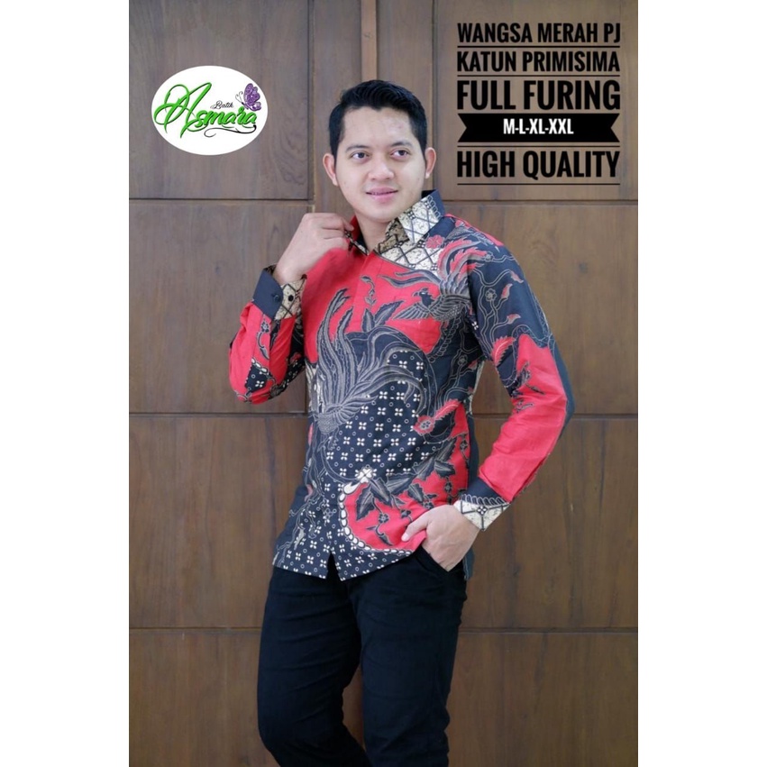 Kemeja Batik Pria Premium Warna Merah Batik Panjang Warna Merah Terbaru Baju Batik Warna Merah Ori