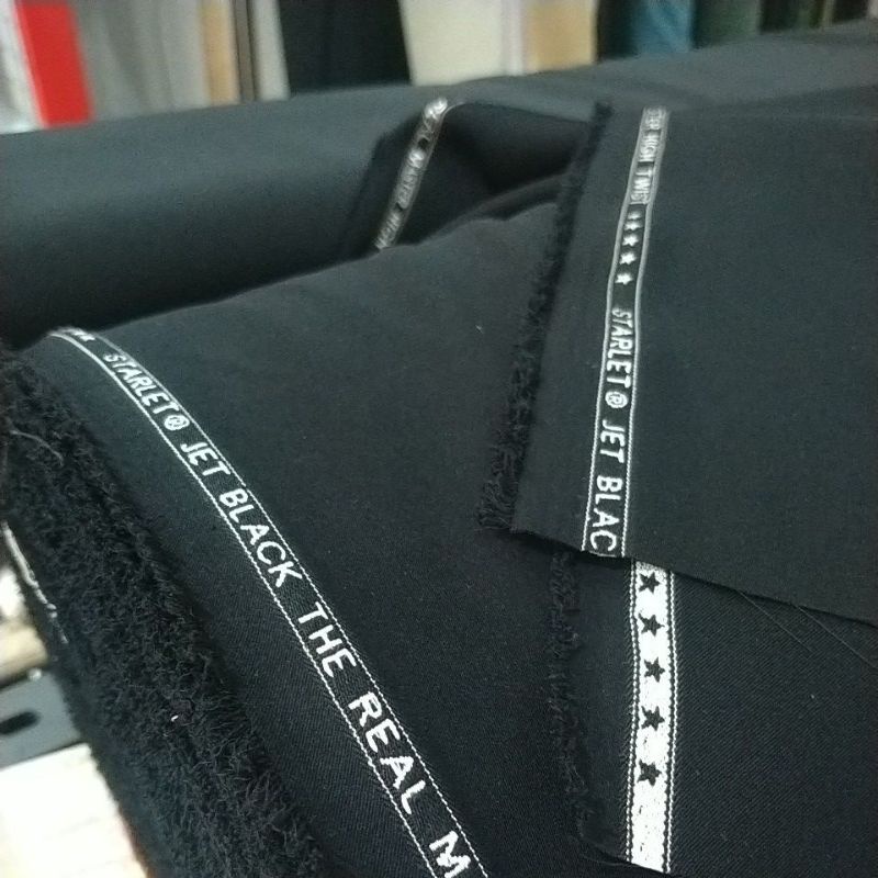 kain jet black starlet bahan celana , jas