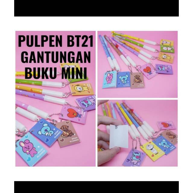 

Pulpen Bt21 KPop BTS ada gantungan Buku Mini isi 12 pcs