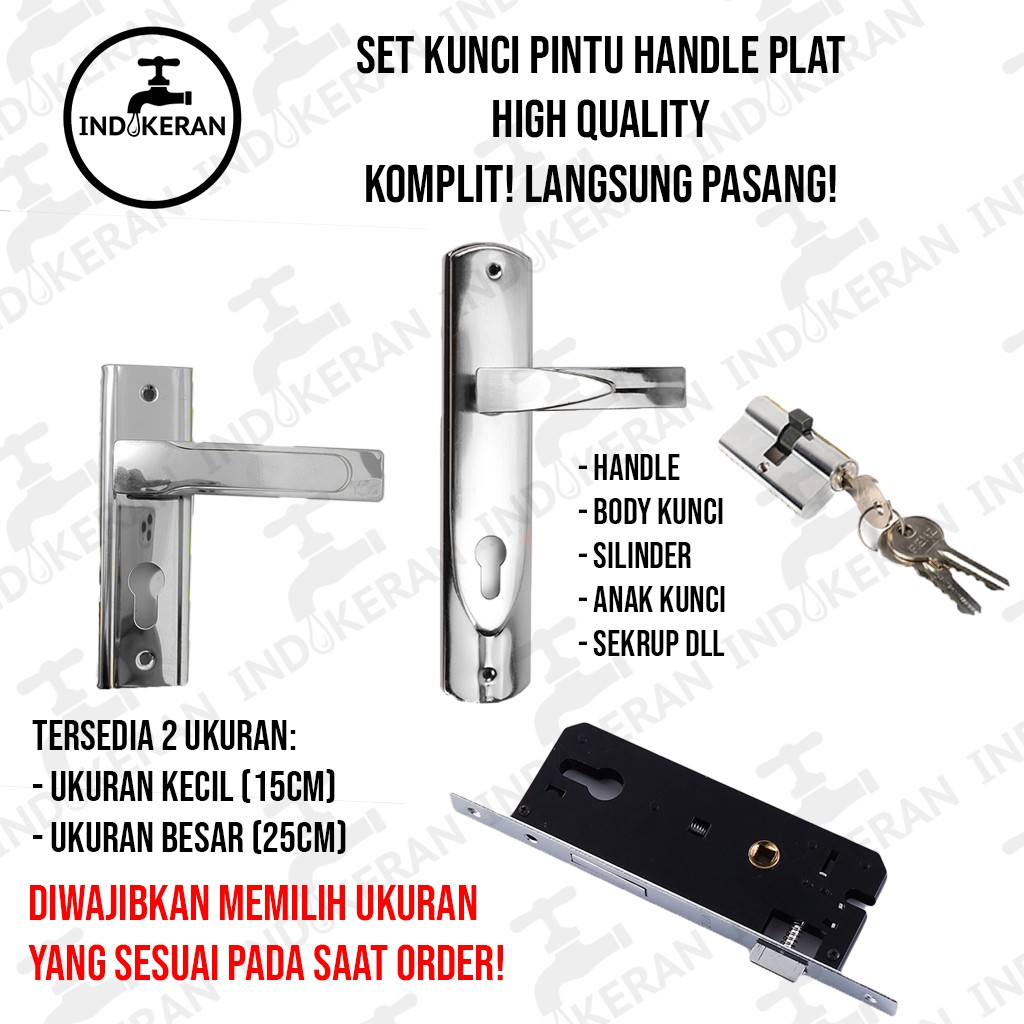 INDOKERAN - Handle Kunci Pintu Set Plat Minimalis - High Quality