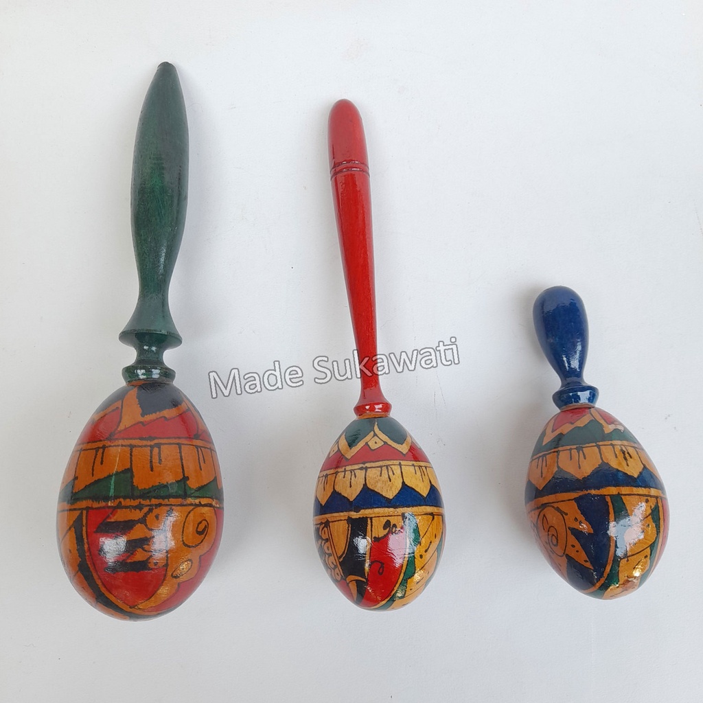 Alat musik marakas shaker telur stik kayu maracas lukis mainan anak