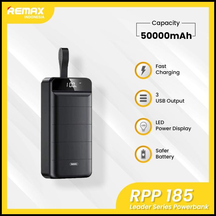 Remax Leader Series 2.1A Fast Charging Power Bank 50000Mah Rpp-185