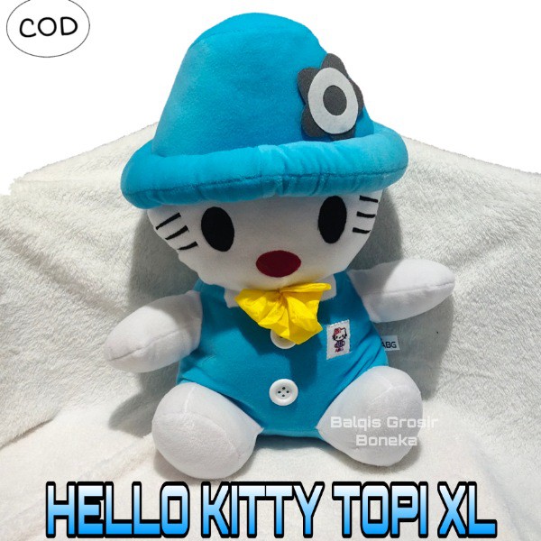Boneka Hello Kitty Bertopi Warna Biru Velboa