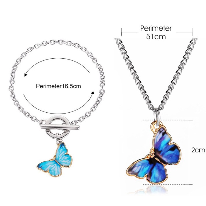 Butterfly OT Buckle Titanium Steel Chain Bracelet / Vintage Titanium Steel Purple Blue Butterfly Pendant / Kpop Cute Blue Butterfly Bracelets