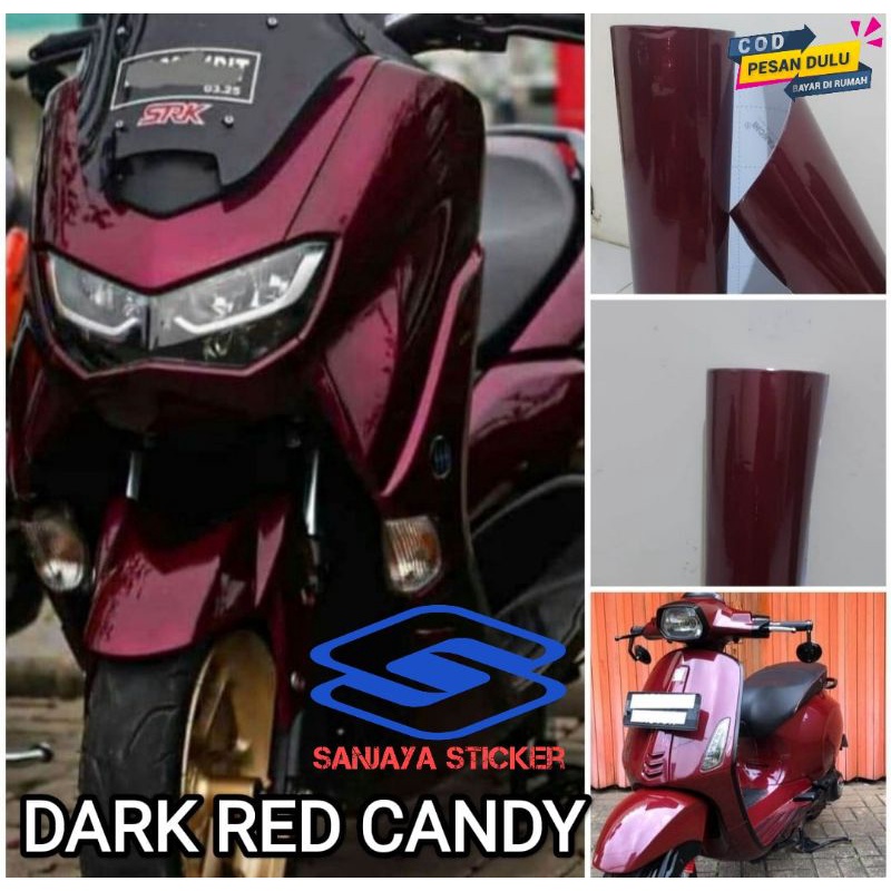 Skotlet Motor Warna Dark Red Candy Stiker Motor Merah Maroon