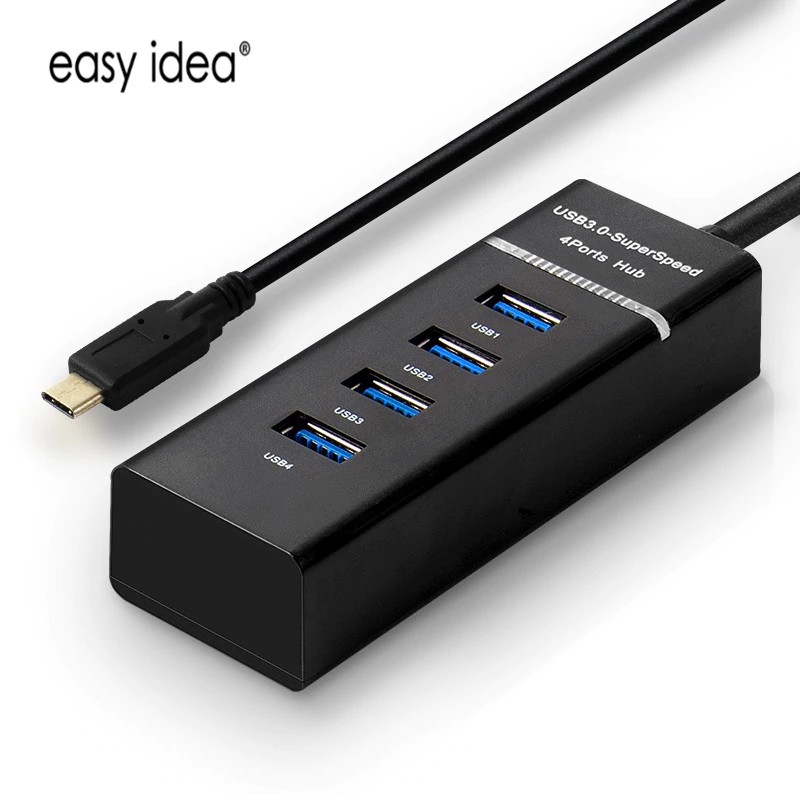 Bebas ongkir EASYIDEA USB Type C Hub 3.0 Micro USB C Hub Super Speed 4 Ports USB Splitter Type-c