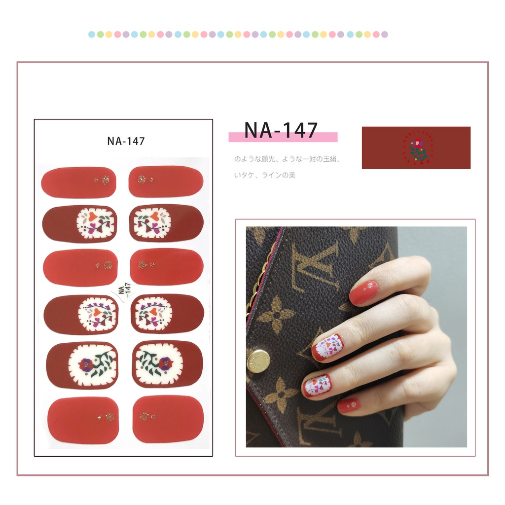 Na141-160Pcs / Lembar Stiker Kuku Palsu 3d Bronzing Untuk Nail Art Diy