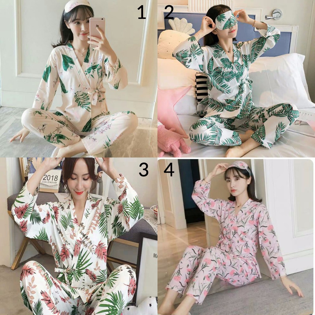 Kimono import / baju tidur wanita / celana panjang / kimono import bahan katun