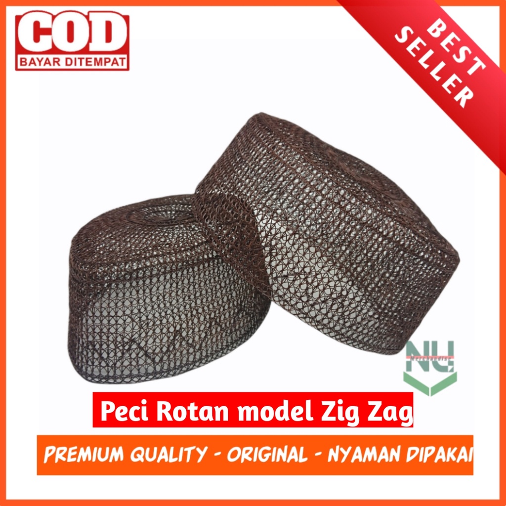 Peci Rotan Rajut Murah - Kopiah Rajut Rotan - Peci Akar - Peci Rotan Coklat - Kopyah Rotan - Songkok