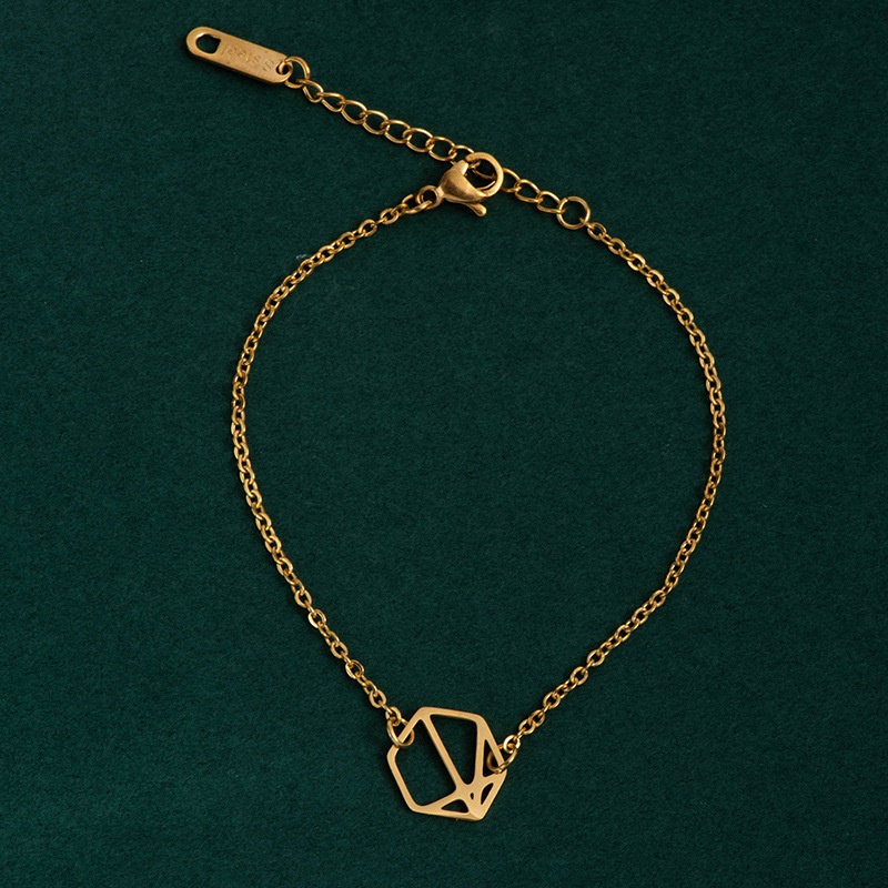 Sederhana gelang 14K irregular hollow-out multilateral berlian liontin gelang all-match gelang