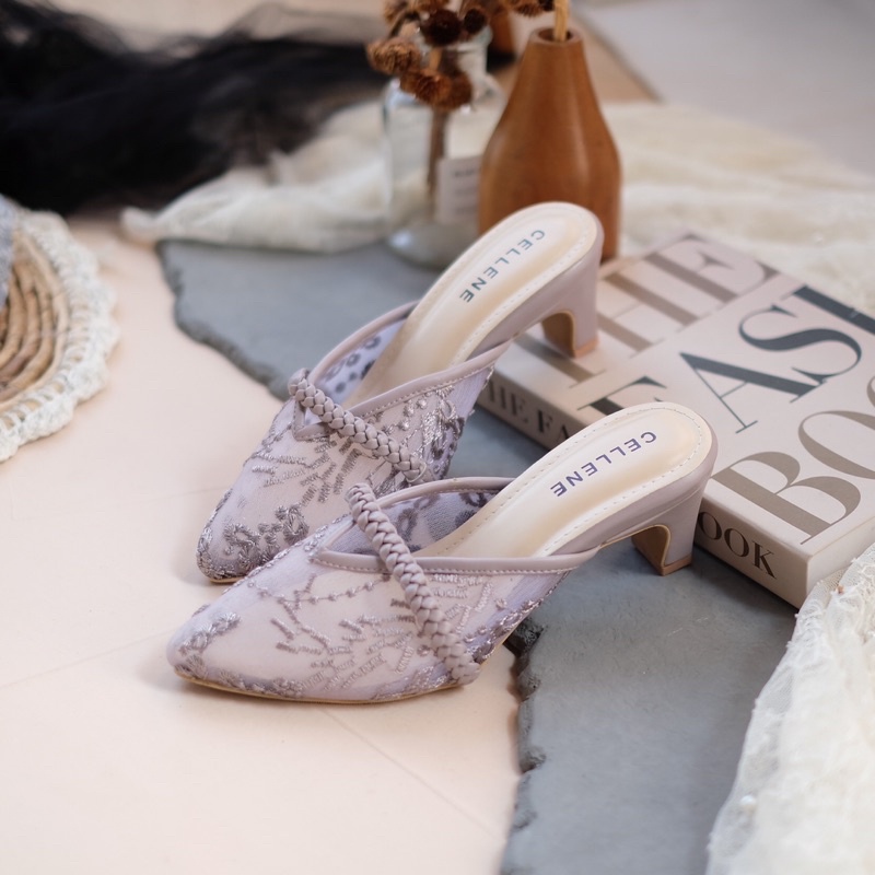 𝗖𝗘𝗟𝗟𝗘𝗡𝗘 CENDANA HEELS 8 warna (2/2) Heels Brukat Lace Wedding Shoes 5cm