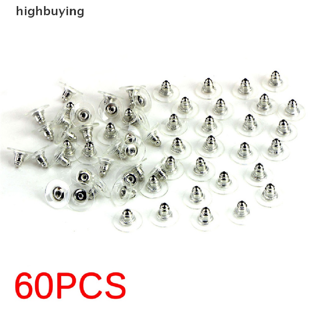 Hbid 60Pcs / Set Stopper Anting Tusuk Warna Silver / Gold Untuk Wanita