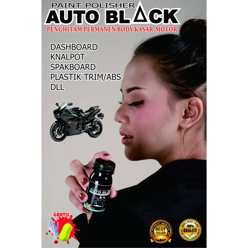 PENGHITAM DASHBOARD KUSAM MOTOR AUTO BLACK PERMANEN FREE SARUNG TANGAN SPON