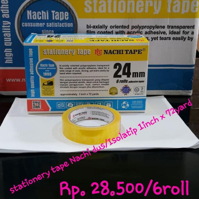 

[[BISA COD]] Stationery tape Nachi dus/Isolatip 1inch x 72yard (min 1dus =72roll) TERBATAS Kode 471