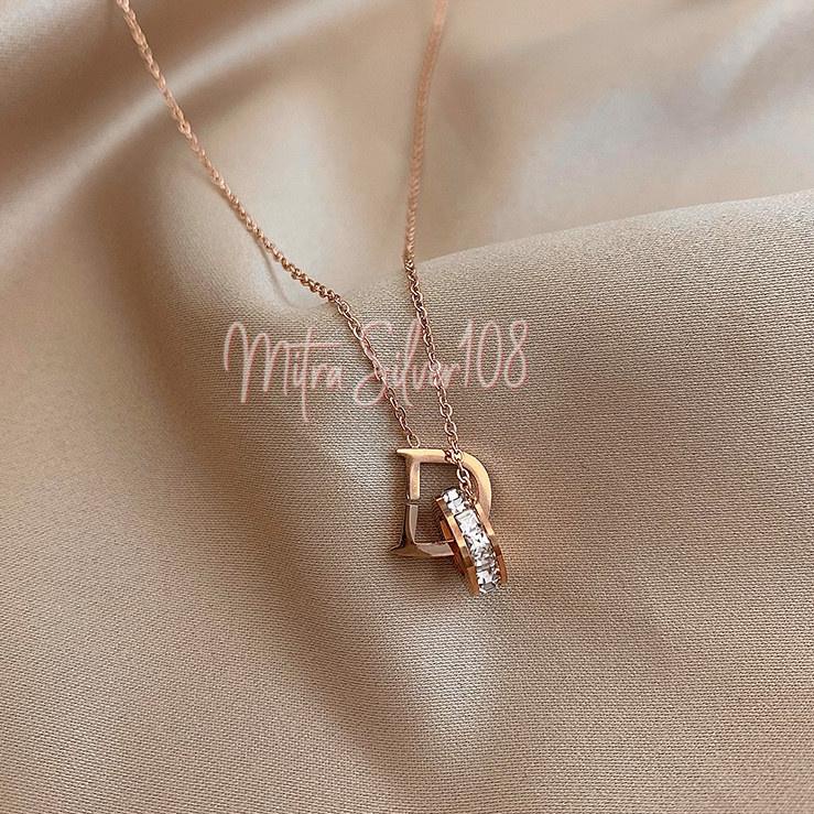 Top Now [MS108] NL 12 - Kalung Liontin Huruf D Bahan Titanium Steel Gaya Korea Untuk Wanita