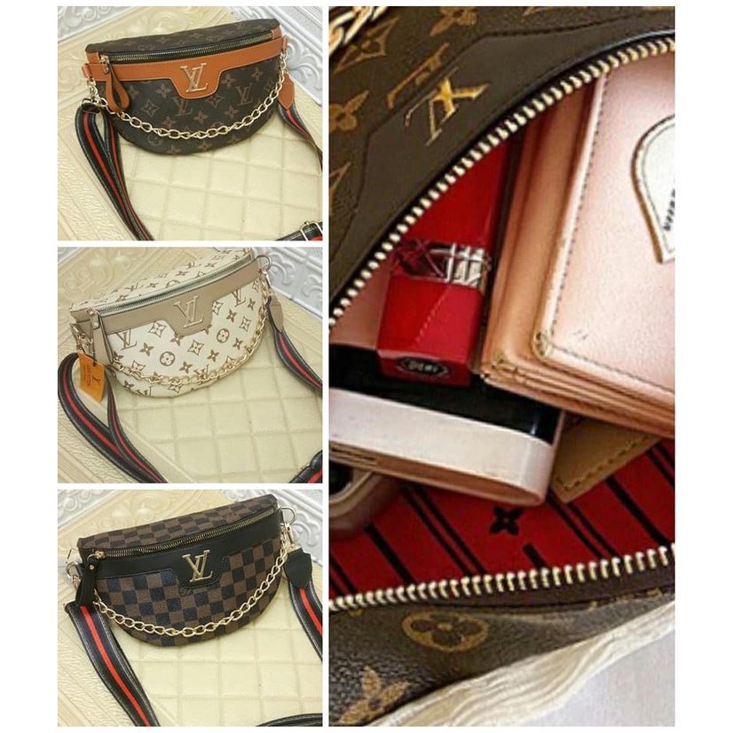 tas pinggang Lv waistbag wanita rante