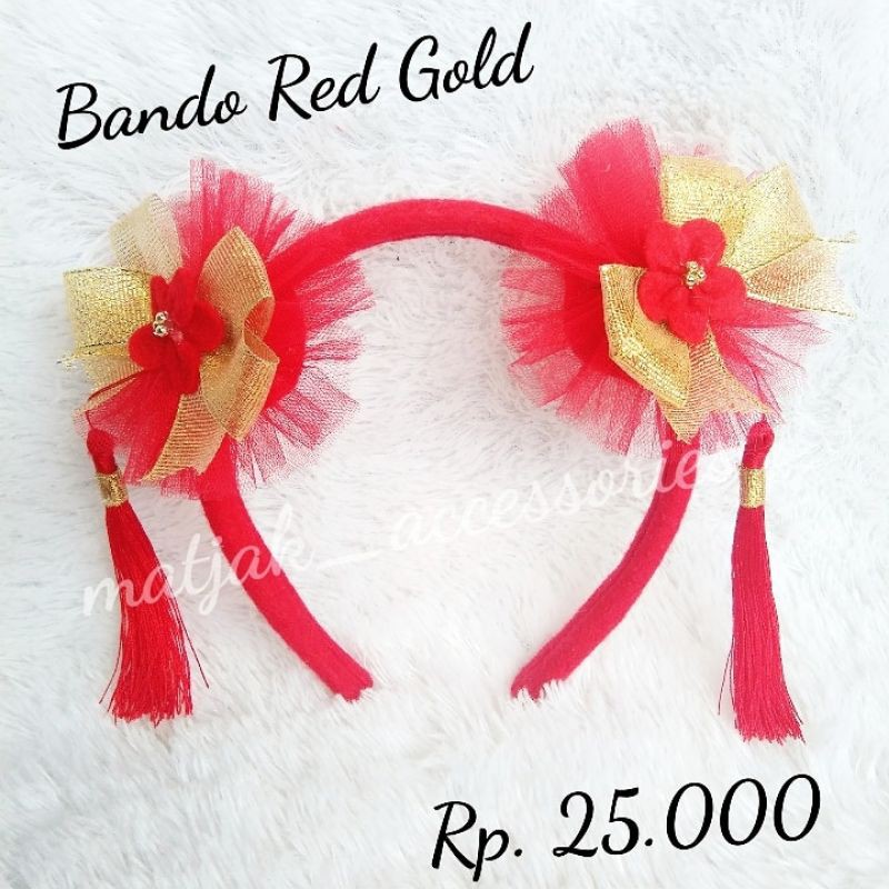 Bando Imlek Tema Red Gold Bando Tassel Imlek