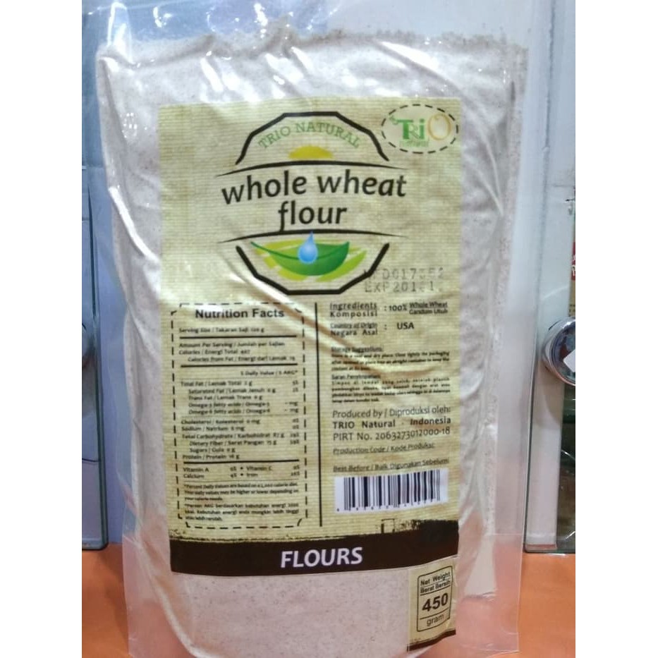 Jual Whole Wheat Flour Trio Natural / Tepung Gandum Utuh / Pengganti ...