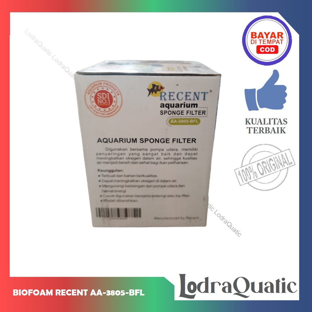 BIOFOAM RECENT AA 3805 BFL SPONGE FILTER RECENT AA 3805 BFL BIO FOAM FILTER AQUARIUM MINI BIO FOAM BIO FOAM KECIL FILTER AERATOR FILTER INTERNAL AQUARIUM BIO SPONGE FILTER BUSA FILTER AQUARIUM KAPAS FILTER AQUARIUM