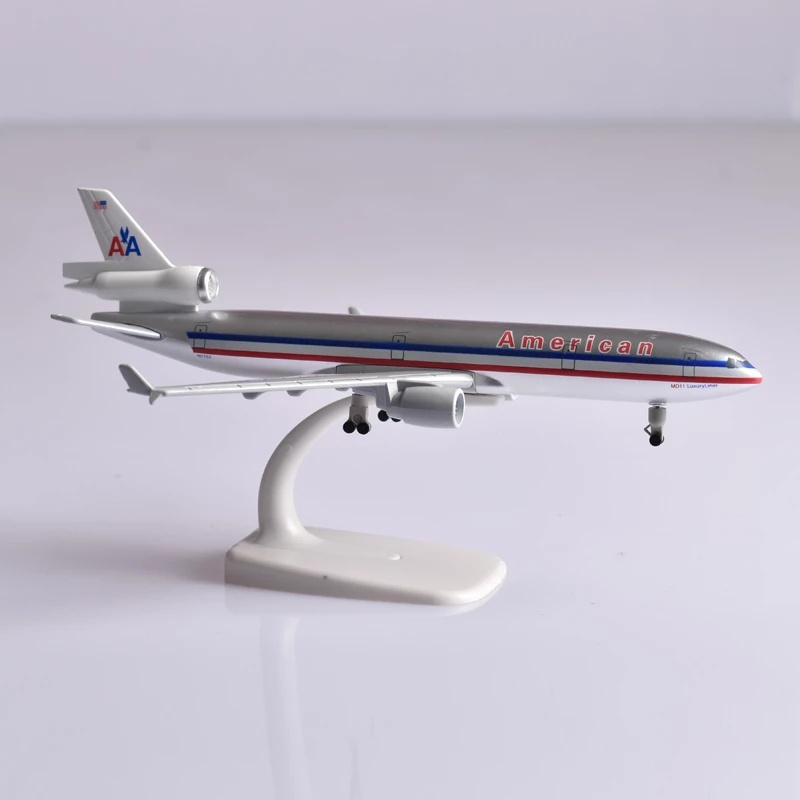 Md-11 KLM Mainan Pesawat Terbang Amerika Kargo Airlines Diecast MD11 Bahan Alloy Dengan Roda Pendaratan