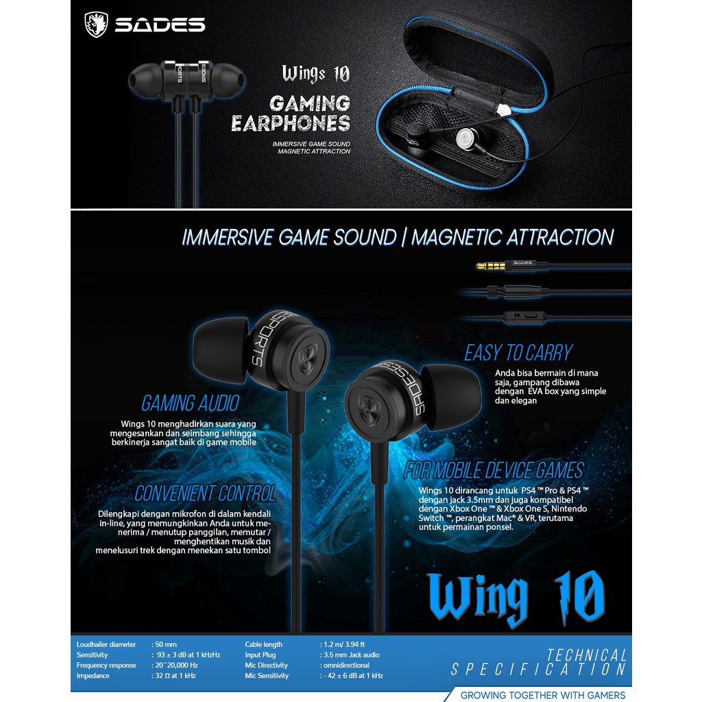 Sades Wings10 / Wings 10 Wired Gaming Earphone