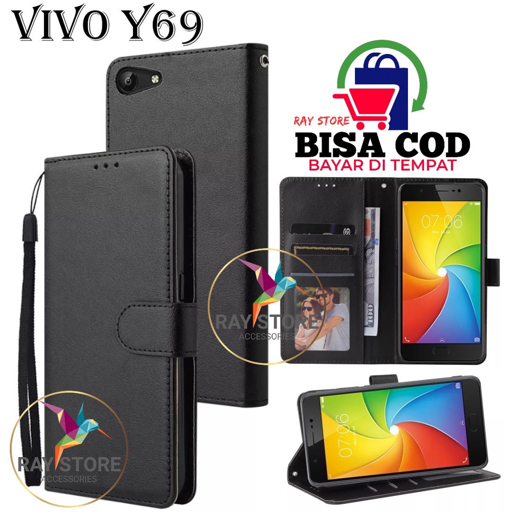 VIVO Y69 FLIP LEATHER CASE PREMIUM-FLIP WALLET CASE UNTUK VIVO Y69