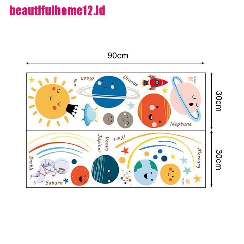 【beautifulhome12.id】Cartoon solar system planets wall sticker child kids room home mural removable