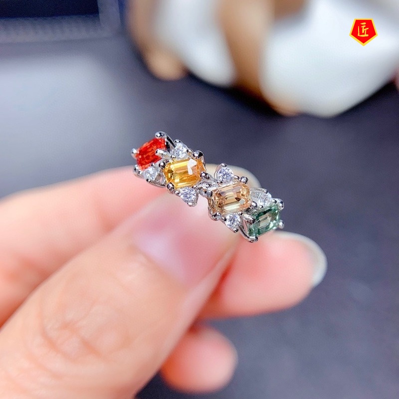 [Ready Stock]Simple Elegant Natural Colorful Tourmaline Open Ring