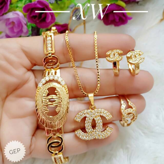 Perhiasan set lapis emas gold