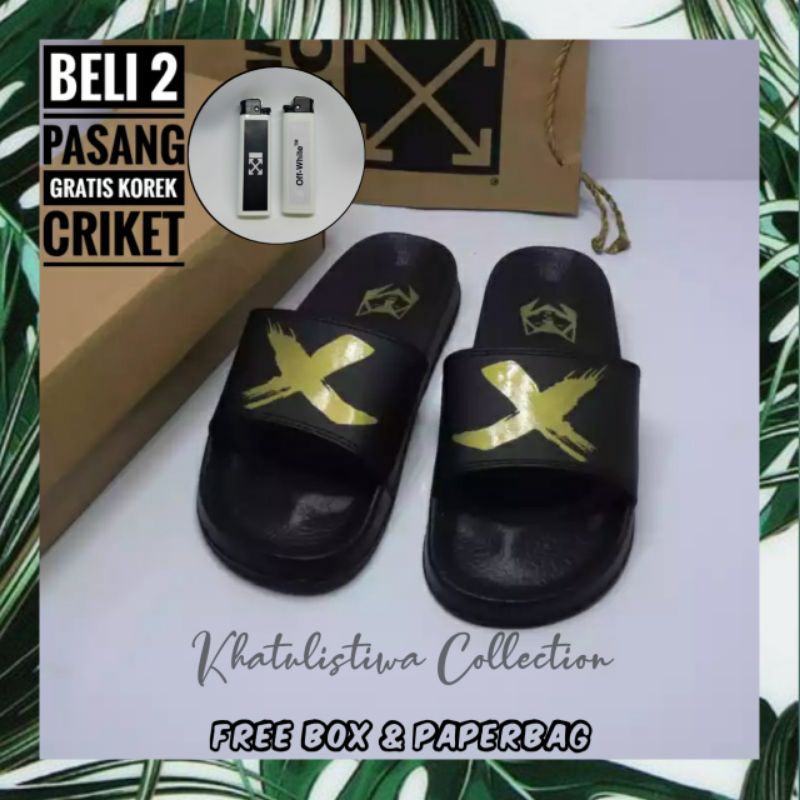 SENDAL MAXSLIDE PRIA / SANDAL SLOP PRIA / SANDAL PRIA CASUAL / SANDAL PRIA KEKINIAN MAXLIDE GOLD