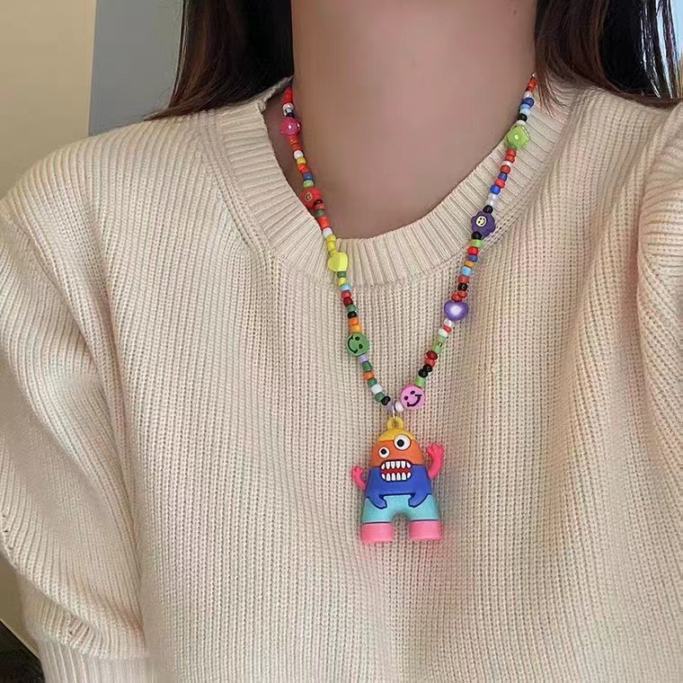 Kalung Rantai Dengan Liontin Kartun Monster Gaya Harajuku Hip Hop