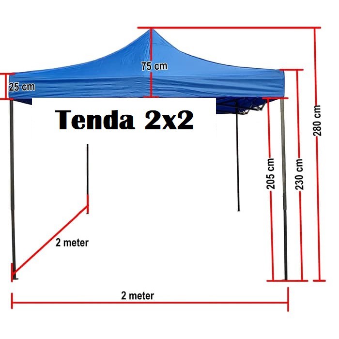 Kerangka Tenda Lipat 2x2 (Tidak Termasuk Atap Tenda)