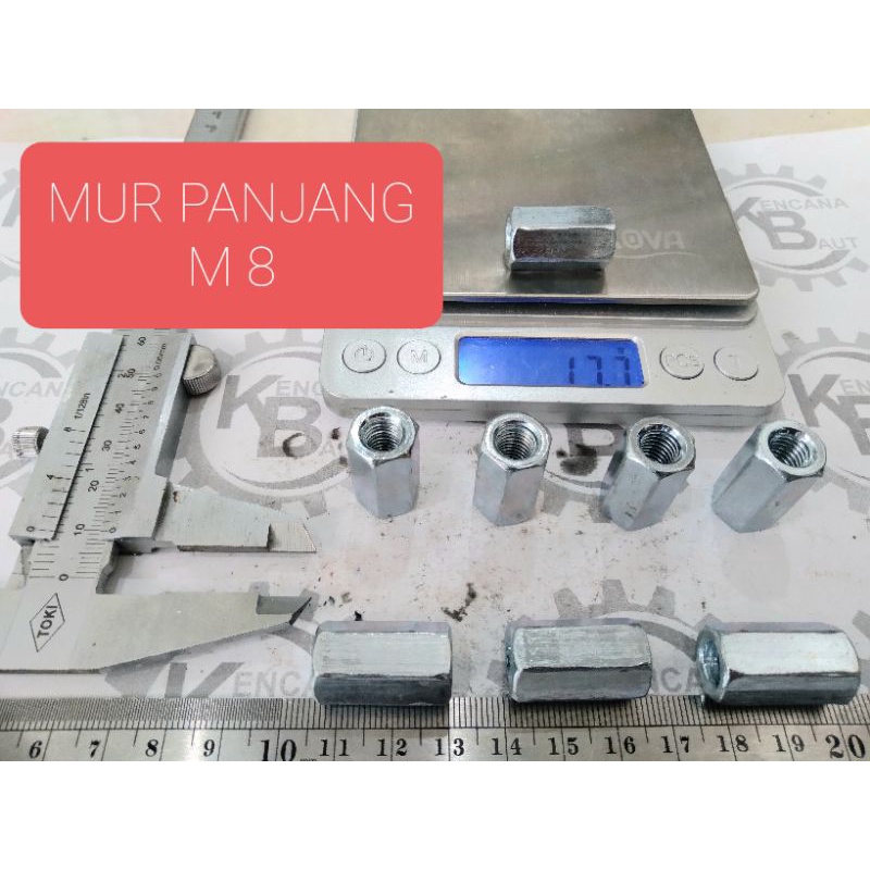 MUR PANJANG M8 / LONG NUT M8 / HEX LONG NUT