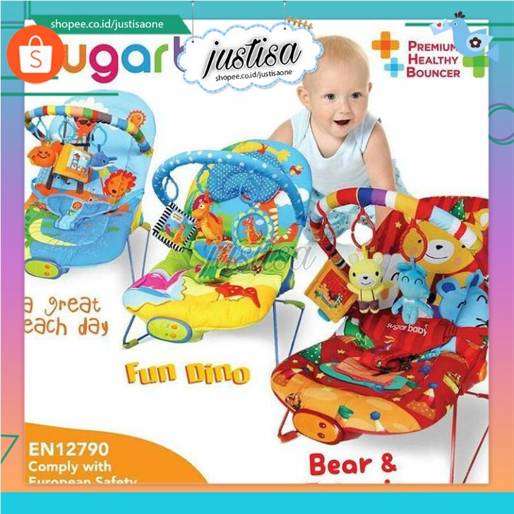 Promo !! PROMO!! SUGARBABY BOUNCER 3 Recline -  Bear and Friends - SUGAR BABY 3 REC MURAH