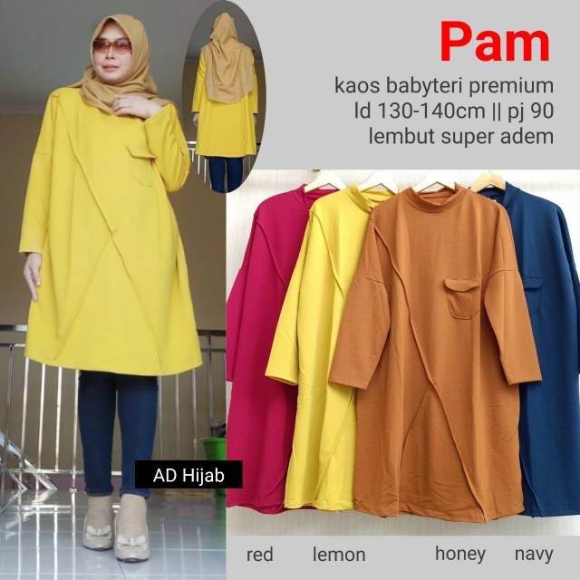  Tunik  Kaos  Super Jumbo  LD 130 140 PAM BY AD HIJAB Shopee 