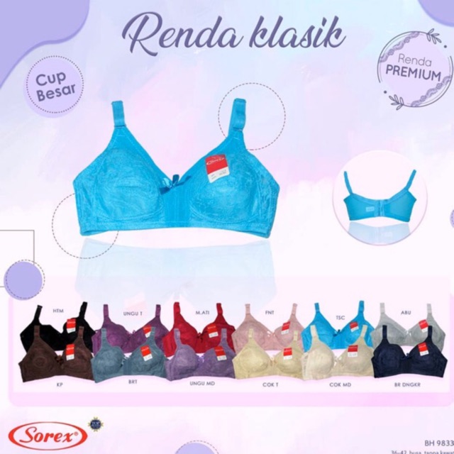 BH sorex 9833 / bra sorex tanpa busa tanpa kawat