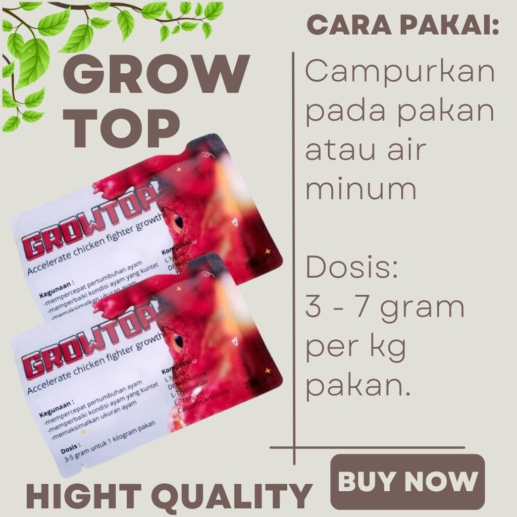 Growtop - Vitamin Pertumbuhan Ayam Aduan Untuk Memaksimalkan Petumbuhan dan Menguatkan Ayam Aduan FEFARM