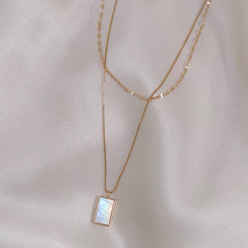 Kalung Titanium 2 Layer White Elegan Korea Fashion Style Premium K705
