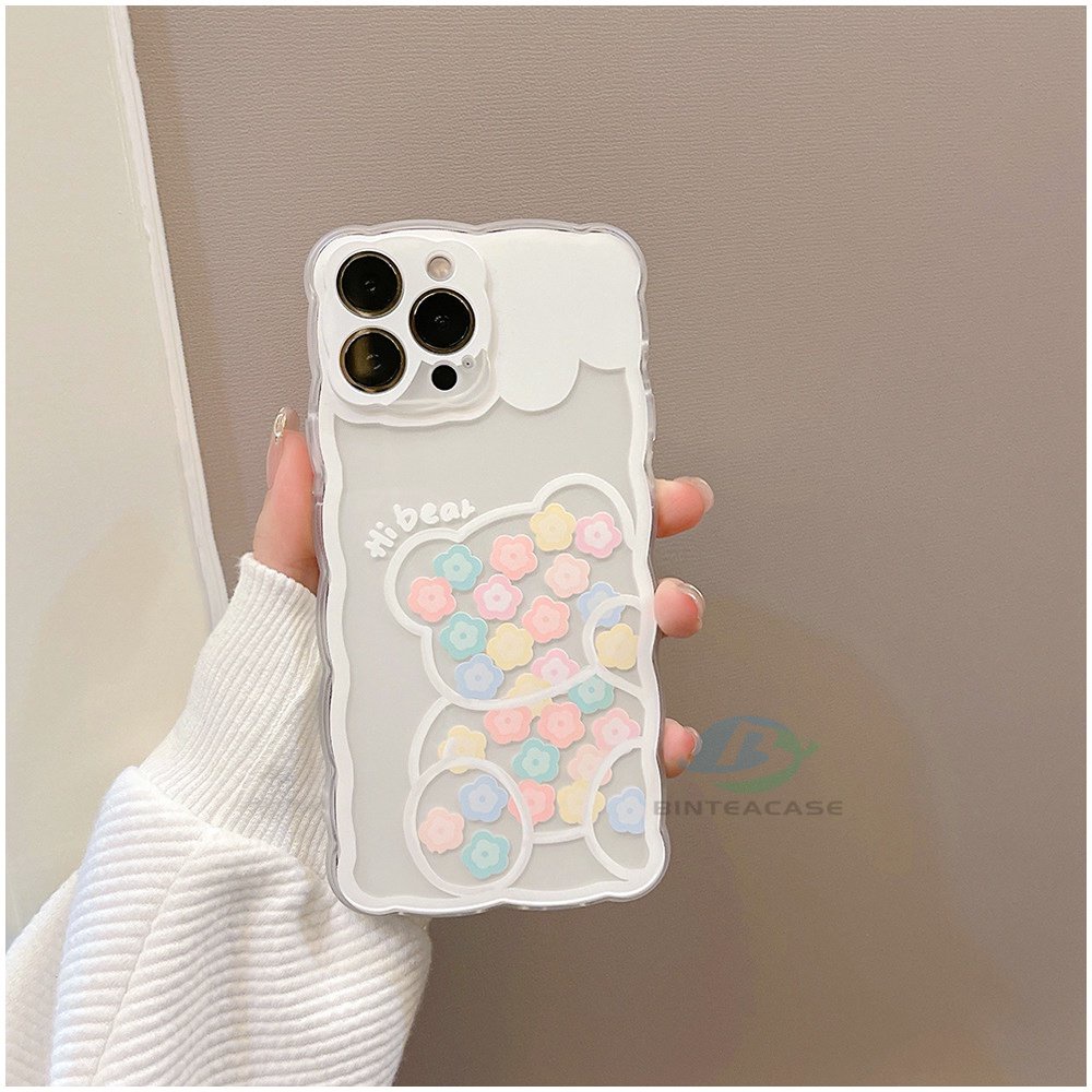 Casing TPU IPhone 14 14 Pro MAX 11 Pro 11 Pro MAX 12 12 Pro 12 Pro MAX IPhone 13 Pro MAX X XR XS MAX 6 6S 7 8 Plus Motif Bunga Dan Beruang