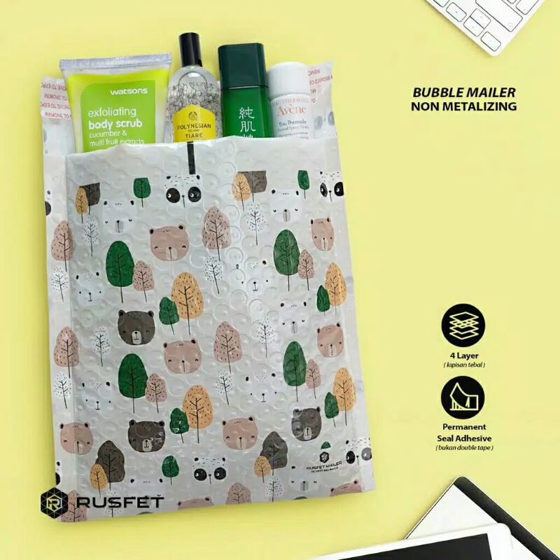 Amplop Bubble | Bubble Mailer Rusfet Motif Premium ™ 12x18cm • 1kg muat 50