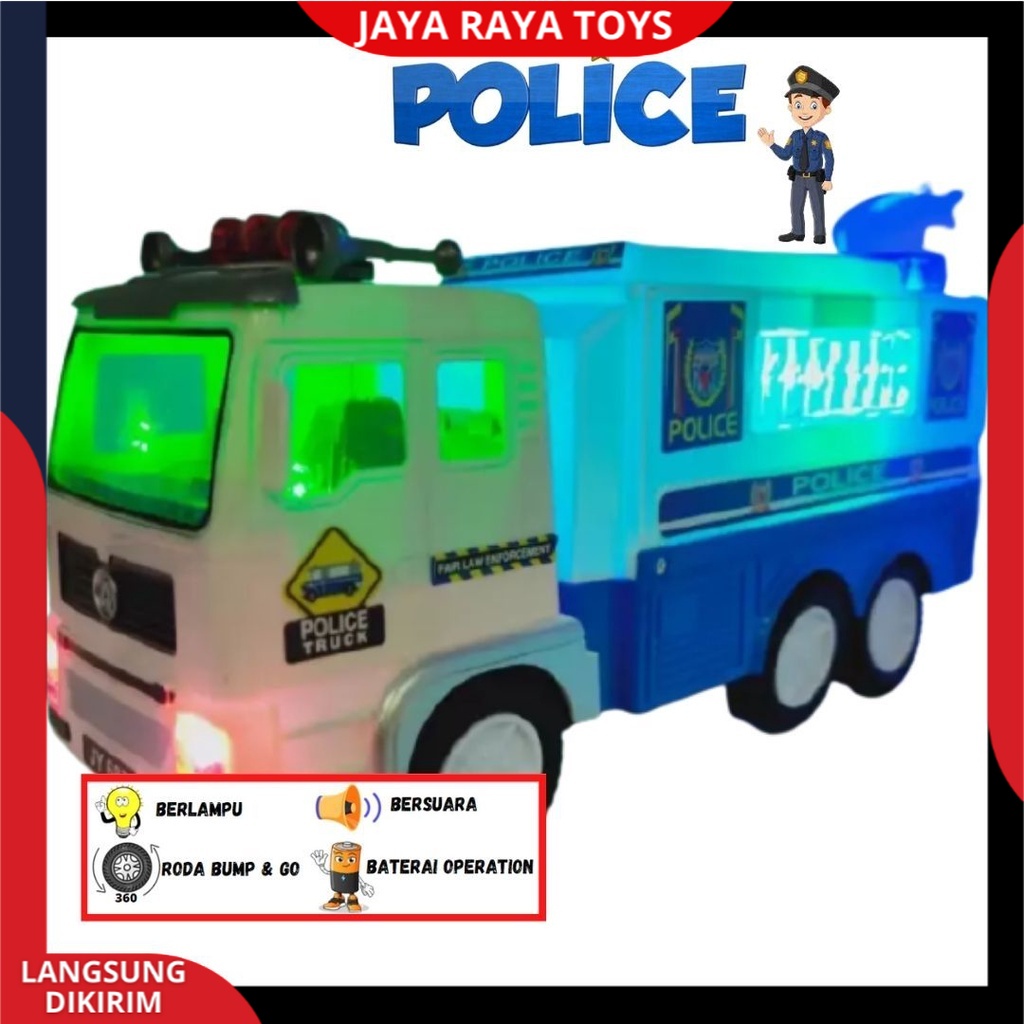 Mobil Truck Polisi BESAR Pemadam Kebakaran Berjalan Bersuara Dan berlampu Mainan Anak Laki LAki