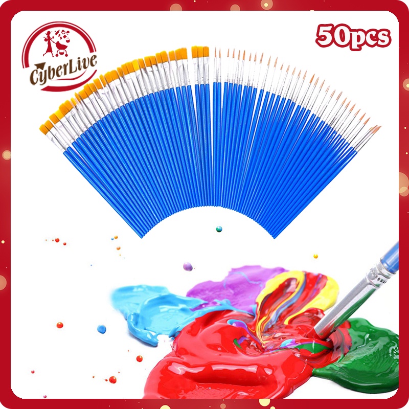 

50pcs Kuas Lukis Set Paintbrush Paint Brushes Kuas Cat Minyak Dan Air
