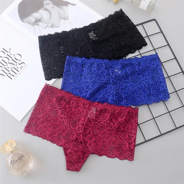 (COD) Celana Dalam Wanita Sexy Transparan boxer Seamless G string Motif C211