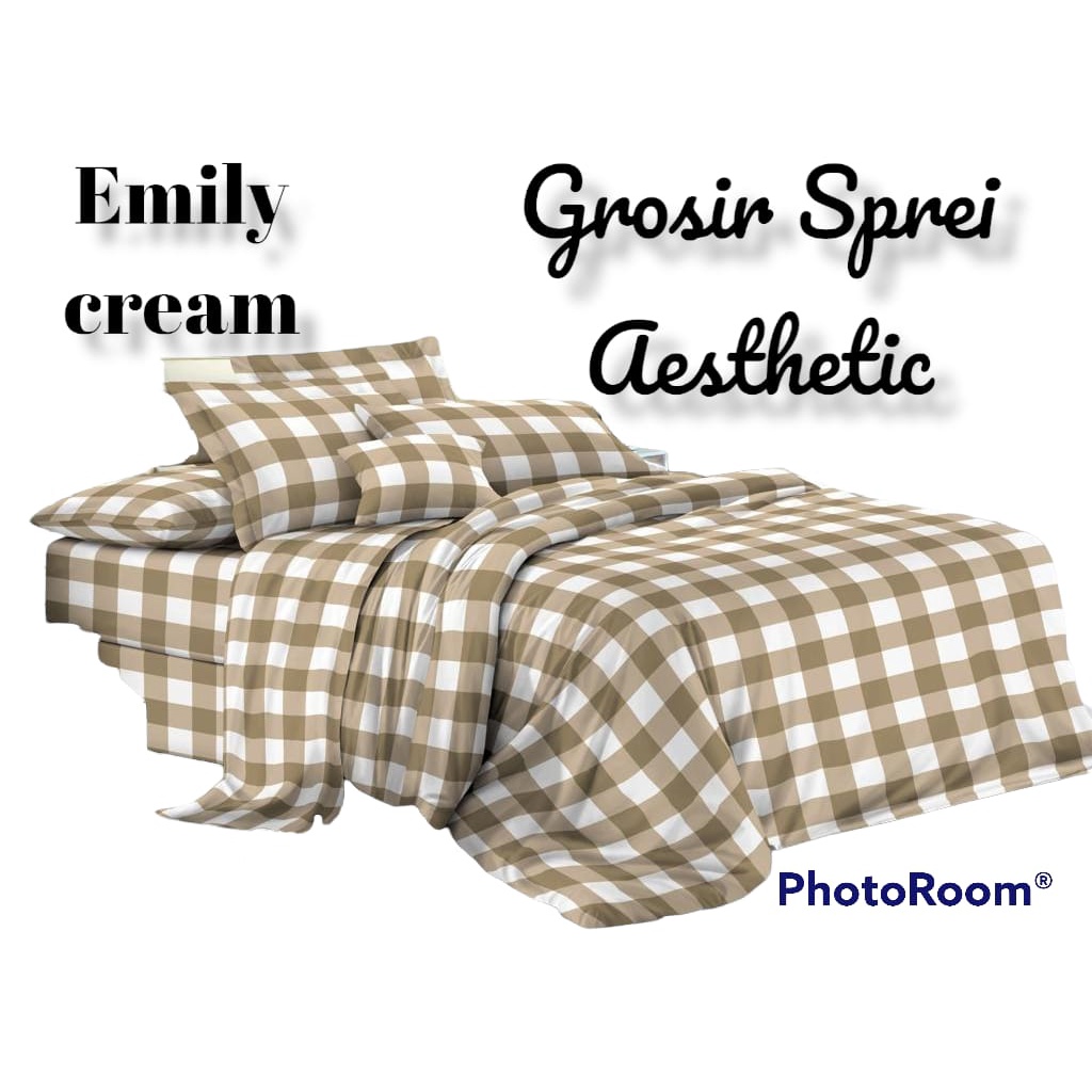 SPREI KOTAK EMILY AESTHETIC KOREA  NO.3 UKURAN 120X200 1 SARUNG BANTAL 1 SARUNG GULING